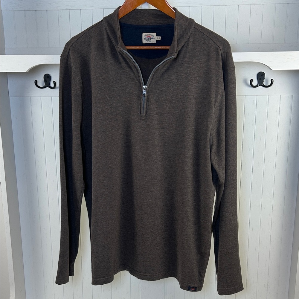 Faherty Mens Brown Quarter Zip Pullover XL